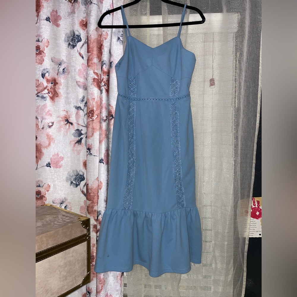 Blue Spaghetti Sleeve Dress